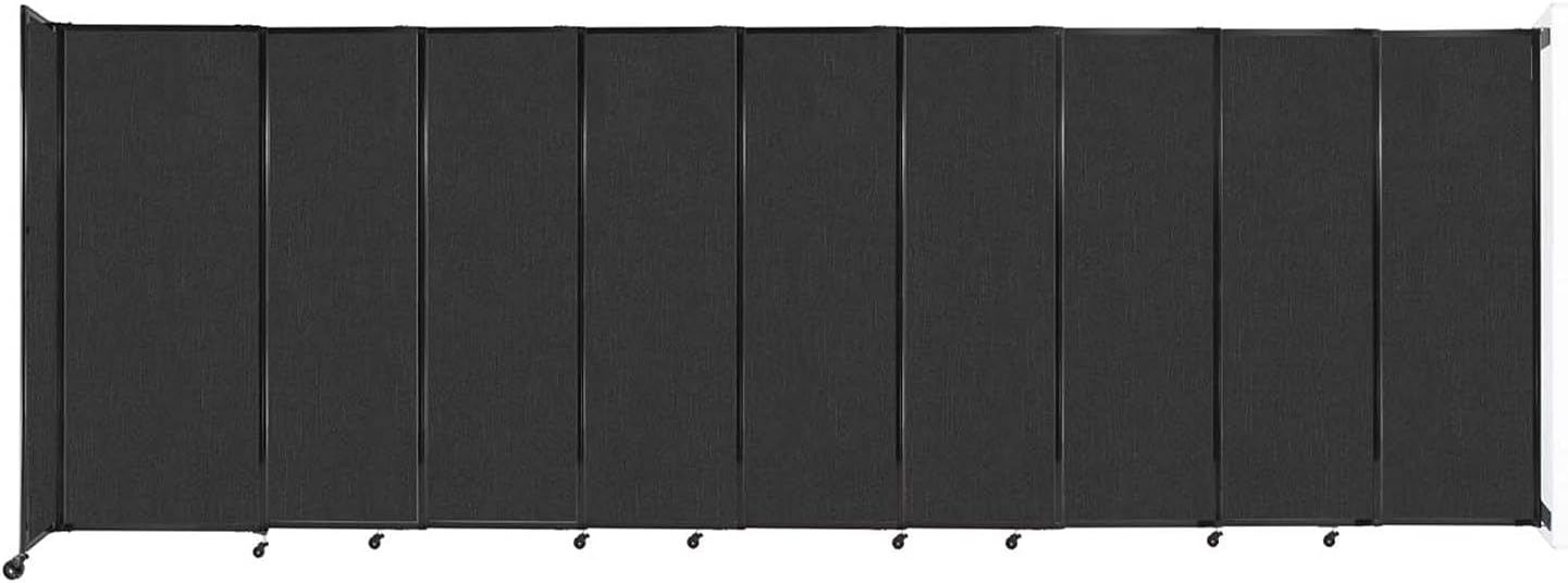 Wall-Mounted Sliding StraightWall Room Divider | Adjustable Widths | Locking Wheels | Room Separator | Up to 19'9" Wide x 6'10" Tall Black Fabric Panels - Lumora Desk