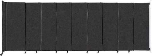 Wall-Mounted Sliding StraightWall Room Divider | Adjustable Widths | Locking Wheels | Room Separator | Up to 19'9" Wide x 6'10" Tall Black Fabric Panels - Lumora Desk