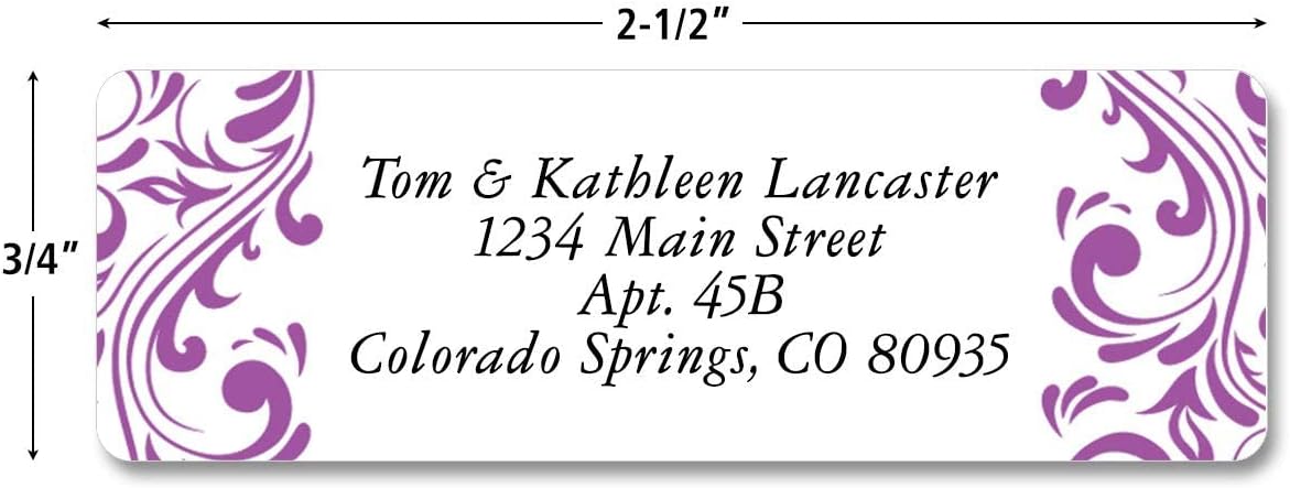 Colorful Images Elegant Swirl Rolled Personalized Return Address Mailing Labels with Dispenser, Customize with Name & Shipping Address, 250 ¾” x 2½” Self Adhesive, Easy Peel Label Roll - Lumora Desk