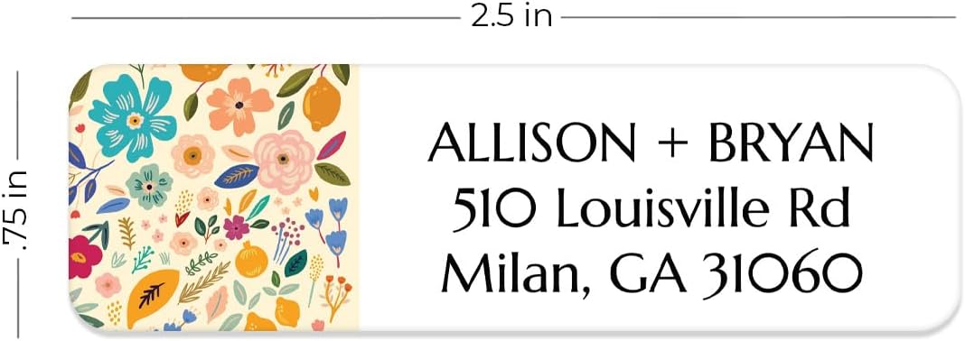 Multi-Floral Print Rolled Address Labels / 500 Personalized Return Address Labels/Designer Address Stickers in Elegant Plastic Dispenser - Lumora Desk