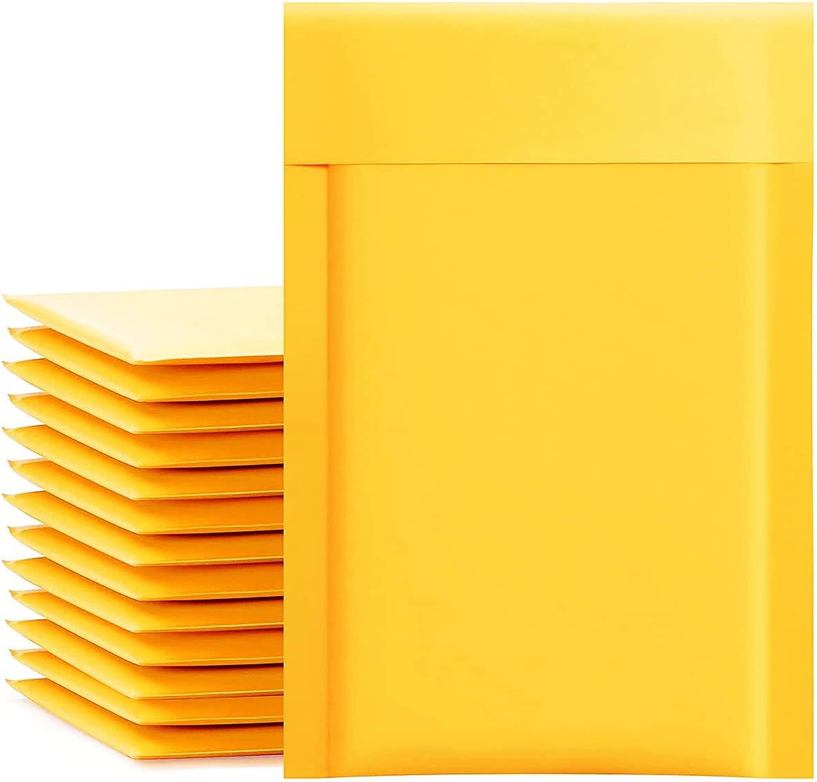 packbabol Kraft Bubble Mailers 4x8 Inch 50 Pcs,Small Self-Sealing Mail Shipping Bags,Yellow Padded Envelopes #000 - Lumora Desk