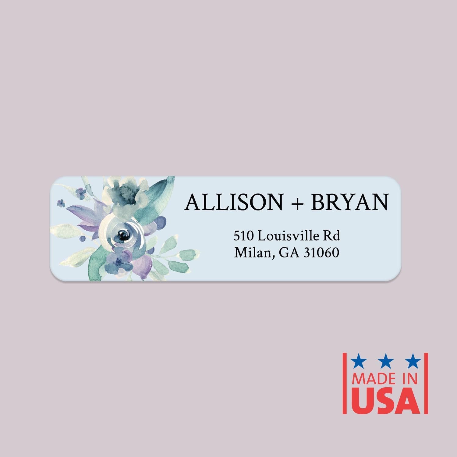 Blue Watercolor Floral Rolled Address Labels / 500 Personalized Return Address Labels/Designer Address Stickers in Elegant Plastic Dispenser - Lumora Desk