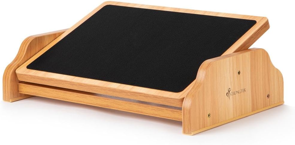 StrongTek Ergonomic Rocking Foot Rest for Under Desk, Adjustable Foot Stool with Non-Slip Surface, Three Positions for Comfort & Stability, Enhances Posture & Circulation, Ideal for Office & Home Use