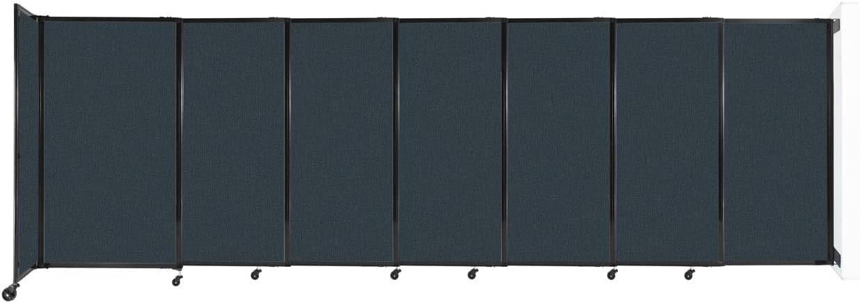 Wall-Mounted Sliding StraightWall Room Divider | Adjustable Widths | Locking Wheels | Room Separator | Up to 15'6" Wide x 5' Tall Blue Spruce Fabric Panels - Lumora Desk