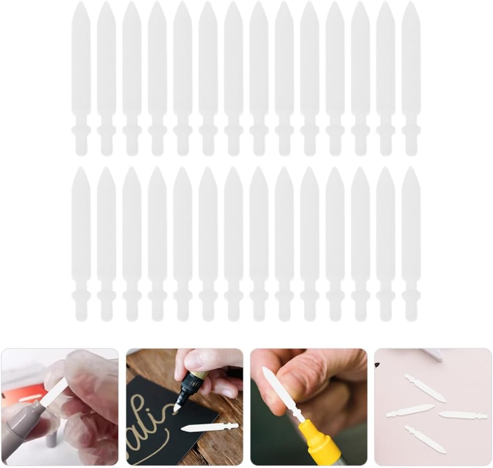 DOITOOL Paint Pen Nibs 50PCS Paint Marker Replacement Nibs Acrylic Paint Marker Nibs 0.7mm Marker Pen Tips Replacement White Marker Pen Fine Tip Refills Nibs Easy to Change Nibs