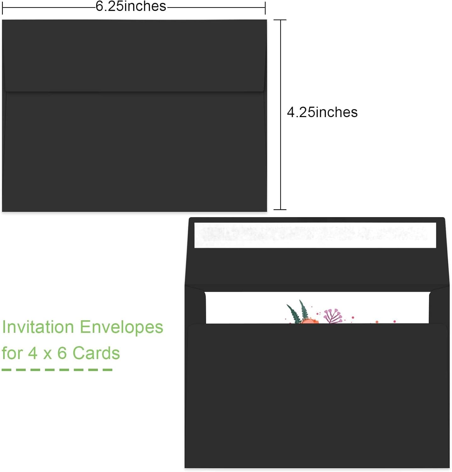 70 Packs A4 Envelope, Black A4 Envelopes, 4x6 Photo Envelopes for Invitations, Envelopes Self Seal for Weddings, Baby Shower, Photos, Postcards, Greeting Cards, Mailing - Lumora Desk