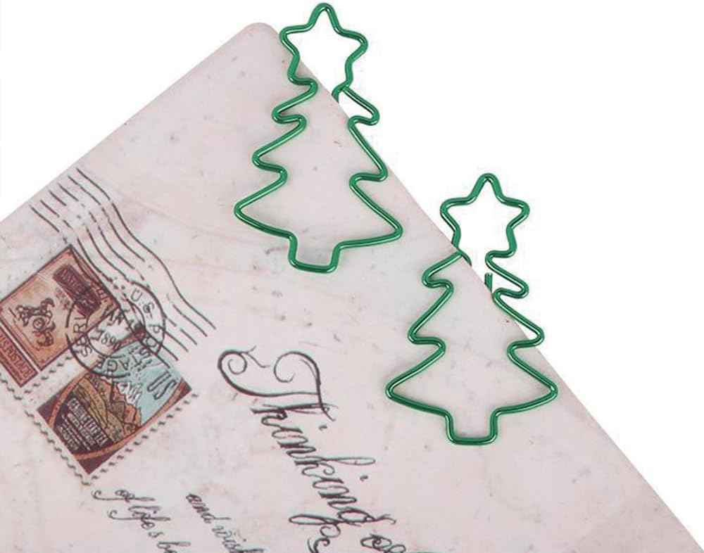 30 Pcs Christmas Tree Shaped Paper Clips Bookmark Metal Art Clips Office Supplies Set Binder Folders Metal File Holder for Notebooks Scrapbooks File Organizer