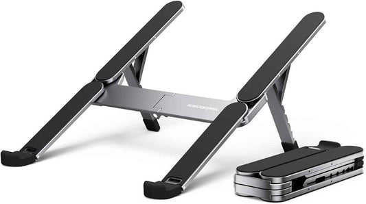 ICE COOREL Portable Laptop Stand, Foldable Laptop Riser for Desk, 6-Level Adjustable Ergonomic Computer Stand, Premium Aluminum Alloy Notebook Holder Compatible with 10-17 Inch Laptops & Tablets