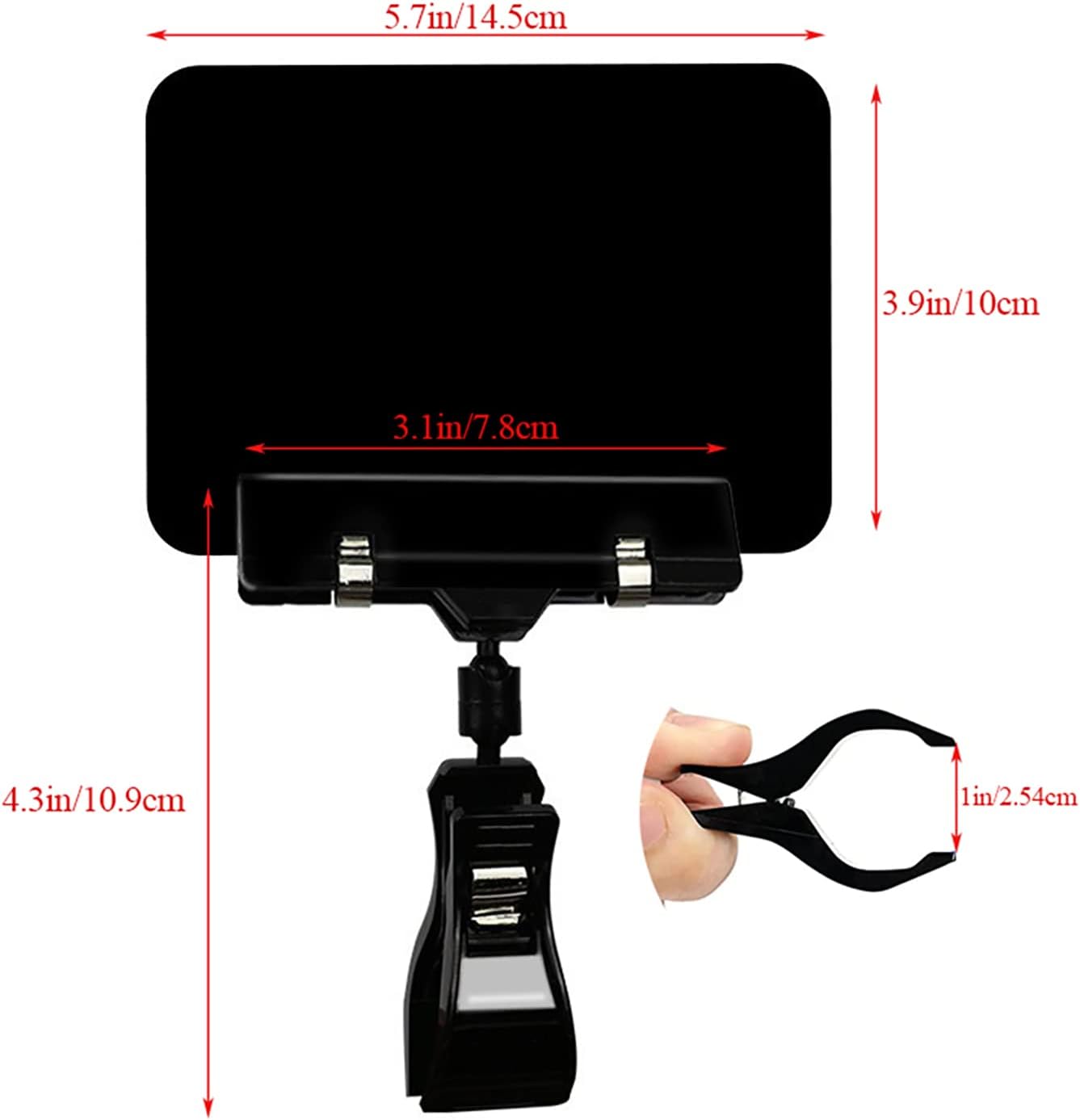 10 Pack Mini Plastic Chalkboard Sign with Clip, Double Head Rotating Display Price Tags Merchandise Sign Clip Holder for Business Retail Food Clothing Rack Shelf Basket Sign Display (Black)