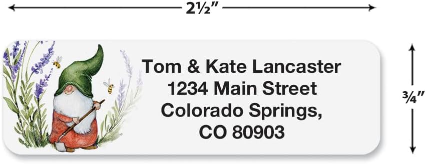 Colorful Images Forest Gnomes Rolled Personalized Return Address Mailing Labels with Dispenser, Customize with Name & Shipping Address, 500 ¾” x 2½” Self Adhesive, Easy Peel Label Roll - Lumora Desk