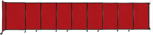 Wall-Mounted Sliding StraightWall Room Divider | Adjustable Widths | Locking Wheels | Room Separator | Up to 19'9" Wide x 4' Tall Red Fabric Panels - Lumora Desk