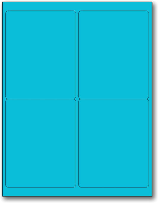 NextDayLabels - 8-1/2 x 11 Neon Color High Light Fluorescent Labels for Laser & Inkjet Printer (Blue Fluorescent, 4 x 5-4 Per Page | 100 Labels)