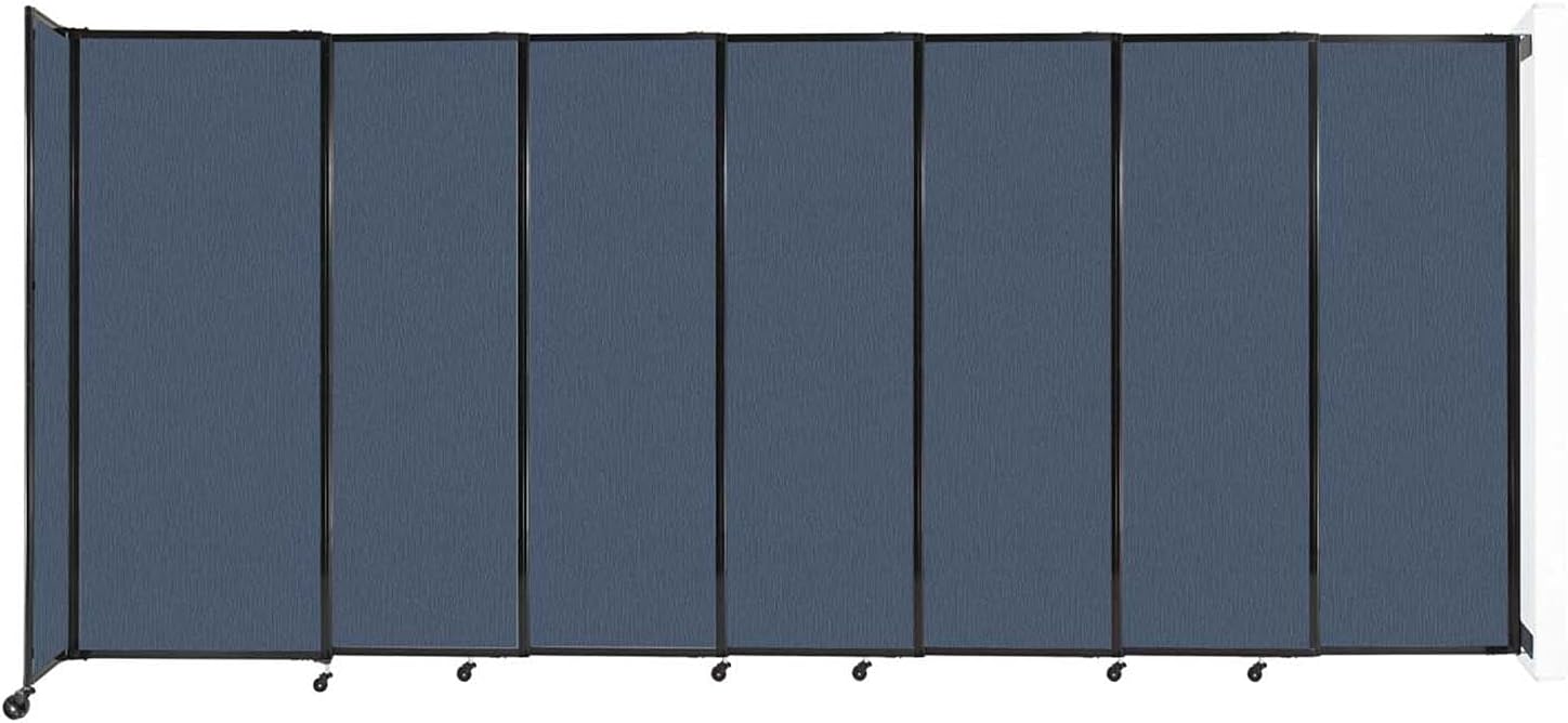 Wall-Mounted Sliding StraightWall Room Divider | Adjustable Widths | Locking Wheels | Room Separator | Up to 15'6" Wide x 6'10" Tall Ocean Fabric Panels - Lumora Desk