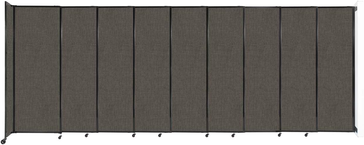 Wall-Mounted Sliding StraightWall Room Divider | Adjustable Widths | Locking Wheels | Room Separator | Up to 19'9" Wide x 7'6" Tall Mocha Fabric Panels - Lumora Desk