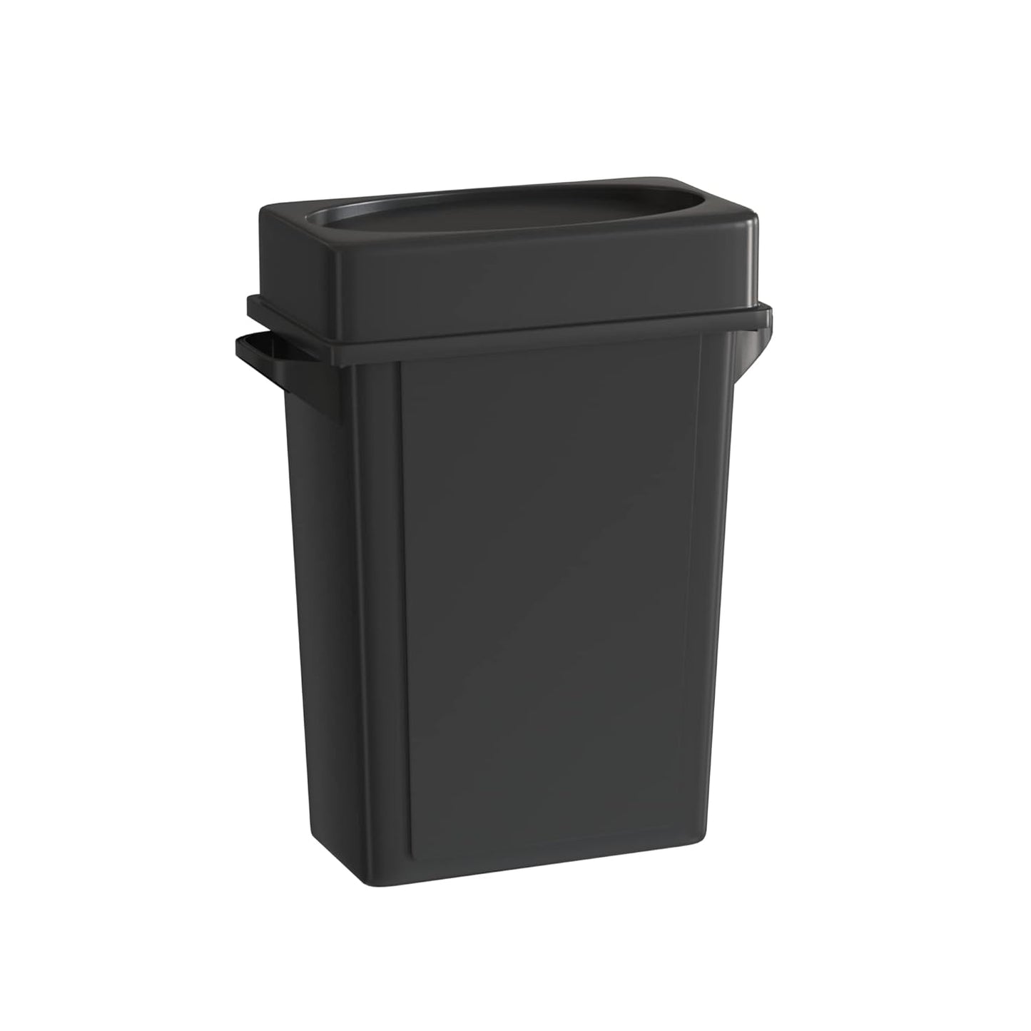 16 Gallon Black Slim Jim Trash Can with Drop Shot Lid