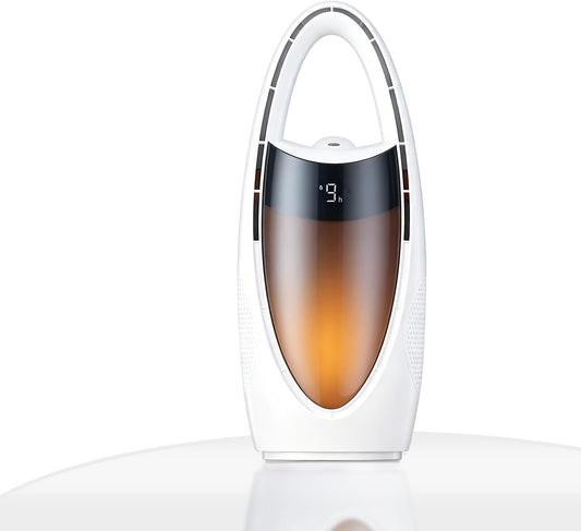 Bladeless Desk Fan with Misting, Rechargeable Quiet Personal Fan, Portable Table Fan with Night Light, 9H Timer 60° Oscillation Cooling Fan for Bedroom Office Home - Space Capsule Design (white)