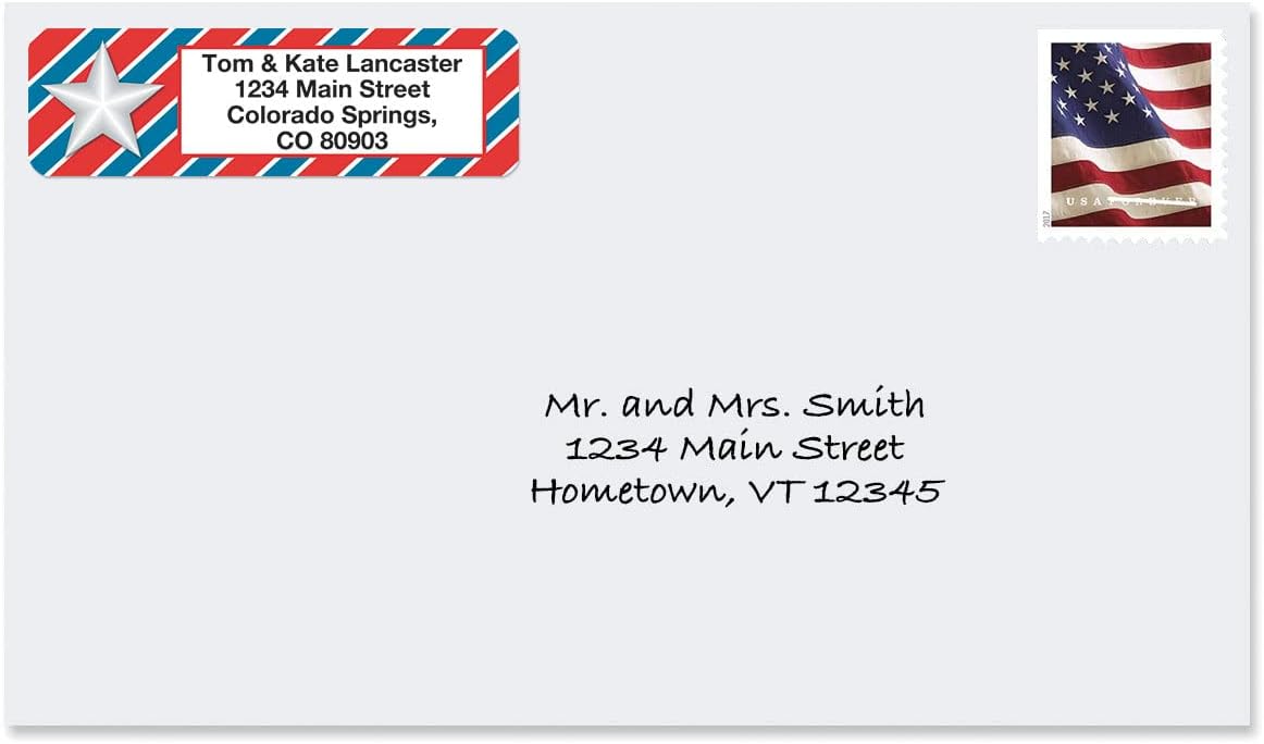 Colorful Images Star Spangled Patriotic Rolled Personalized Return Address Mailing Labels with Dispenser, Customize with Name & Shipping Address, 250 ¾” x 2½” Self Adhesive, Easy Peel Label Roll - Lumora Desk