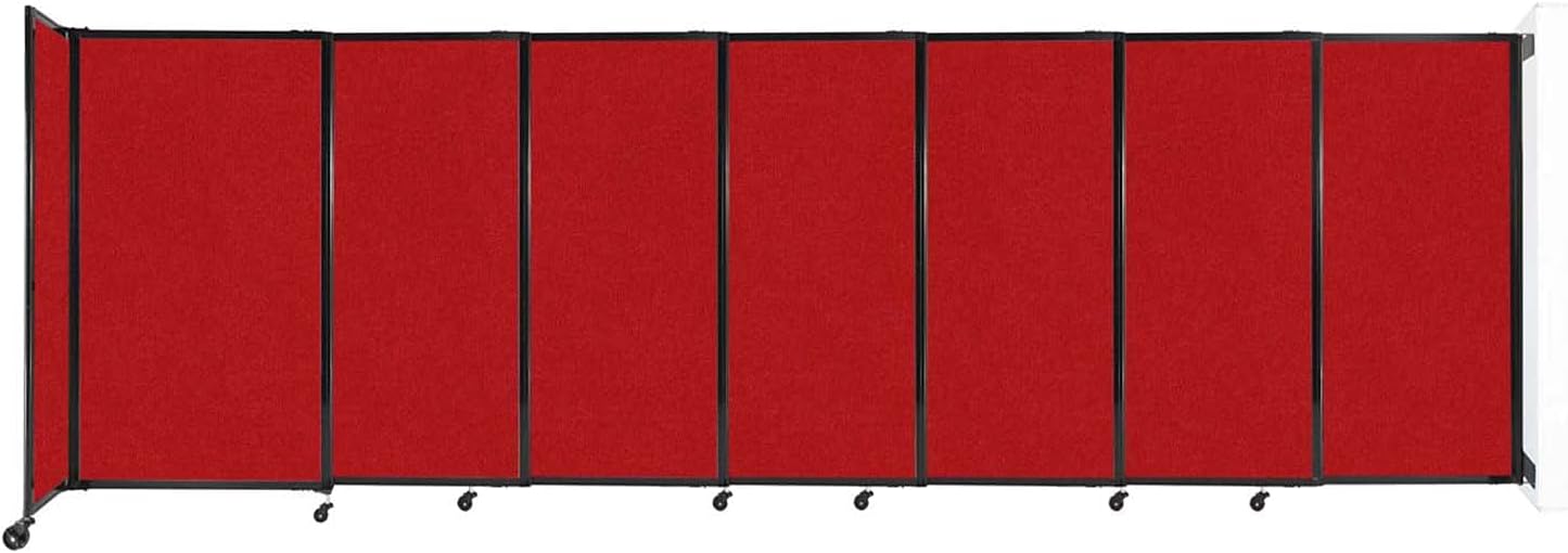 Wall-Mounted Sliding StraightWall Room Divider | Adjustable Widths | Locking Wheels | Room Separator | Up to 15'6" Wide x 5' Tall Red Fabric Panels - Lumora Desk
