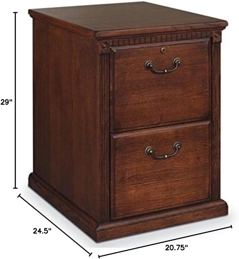 BOWERY HILL 2 Drawers 29" Vertical Oak Wood Filing Cabinet Lockable Pre-Assembled Stationary for Home, Office