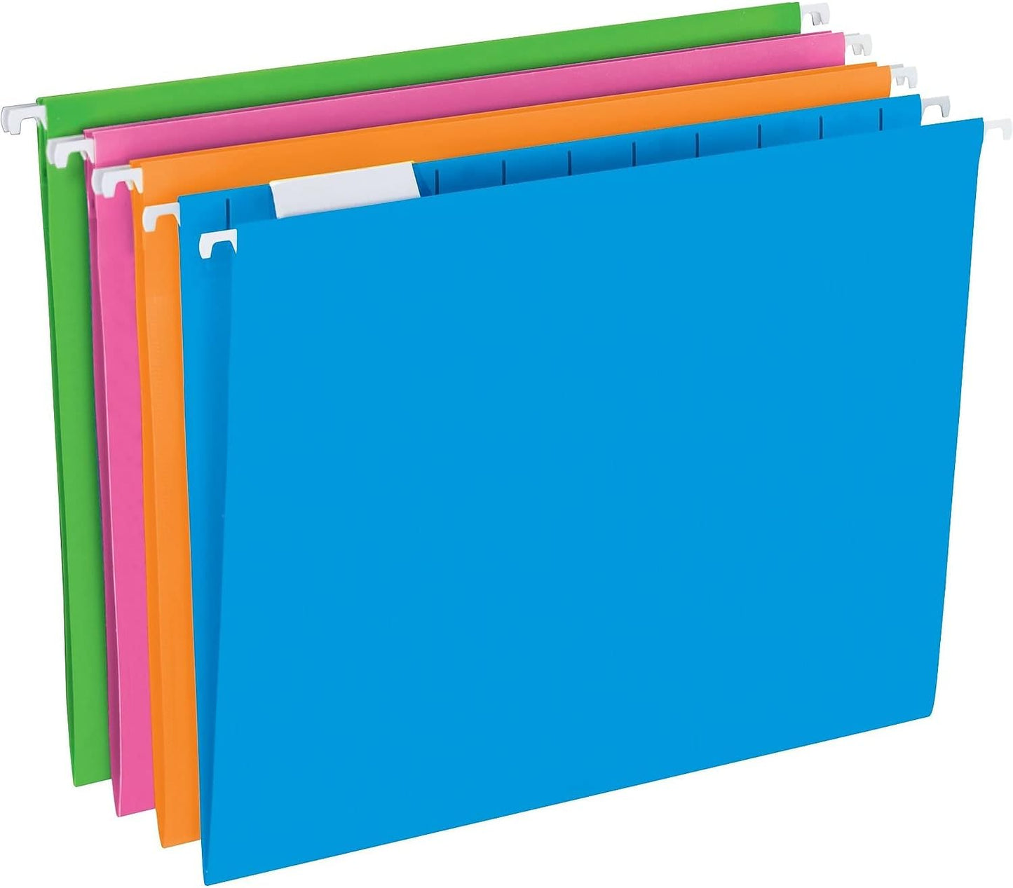 Pendaflex Hanging File Folders, 25-Pack, Letter Size, Bright Neon Assorted Colors, Document Organization for Home Office and School Supplies, Includes Clear Tabs with Labels, 1/5-Cut Adjustable
