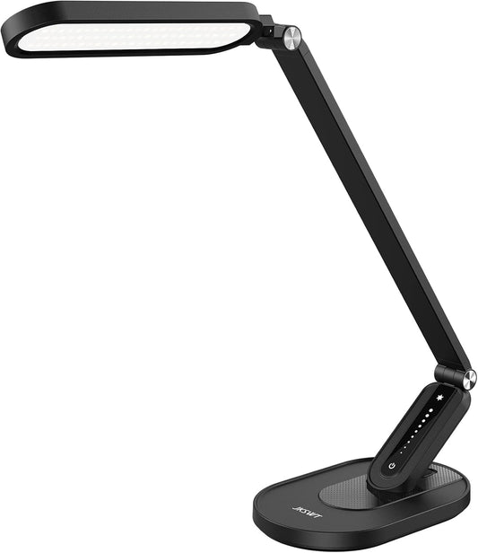 JKSWT LED Desk Lamp, Eye-Caring Table Lamps Natural Light Protects Eyes Dimmable Office Lamp with 5 Color Modes USB Charging Port Touch Control and Memory Function, 10W Reading Lamp,Black - Lumora Desk
