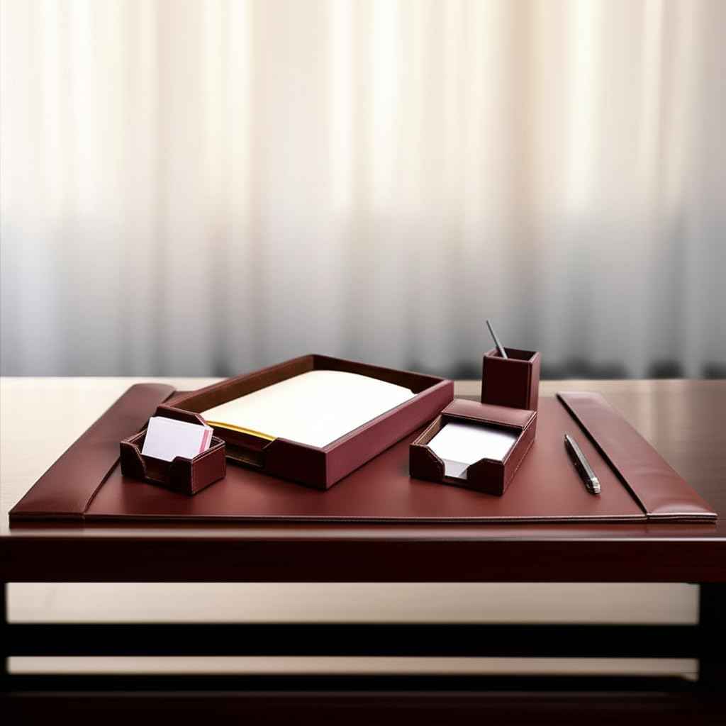 Dark Brown Bonded Leather 5-Piece Desk Set