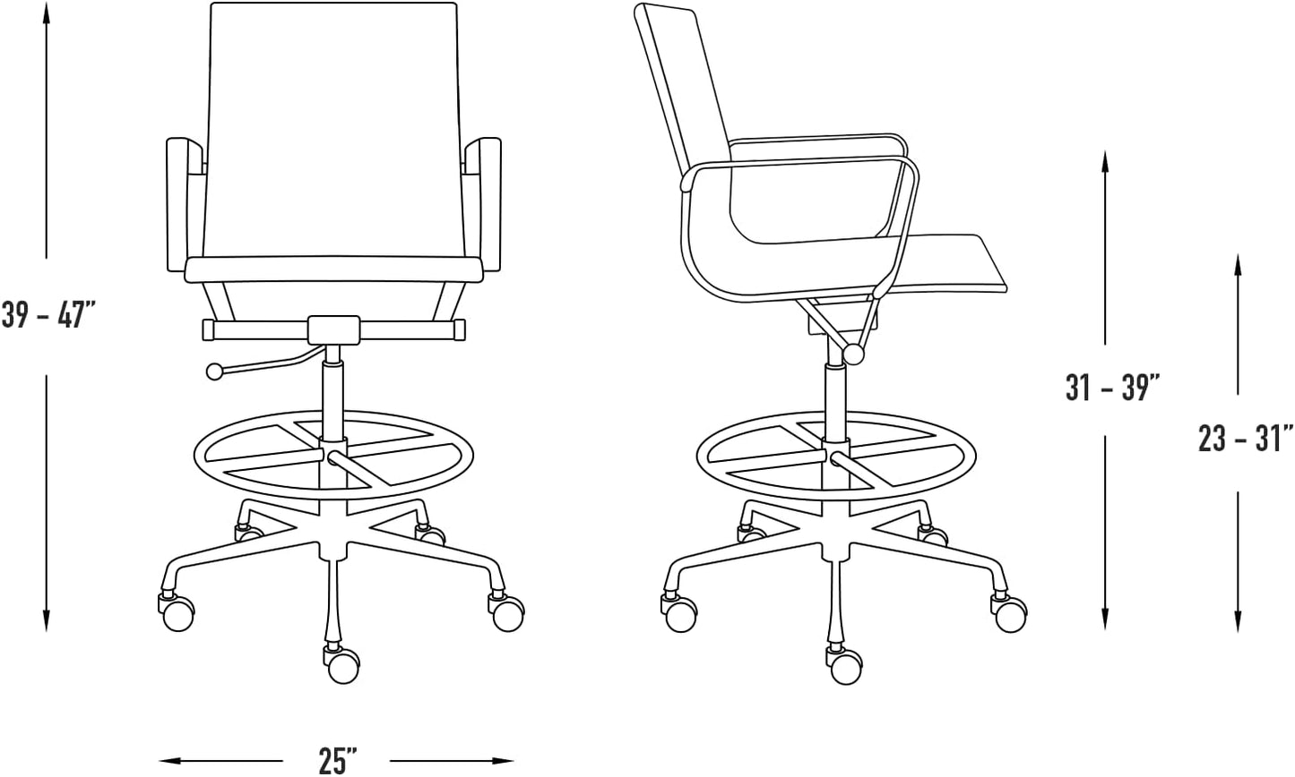 Laura Davidson Furniture SOHO II Ribbed Drafting Chair for Standing Desks, Standing Desk Chair - Ergonomically Designed, Draft Height, Arm Rest & Cushion, Made of Poly-Cotton Fabric, Purple Fabric
