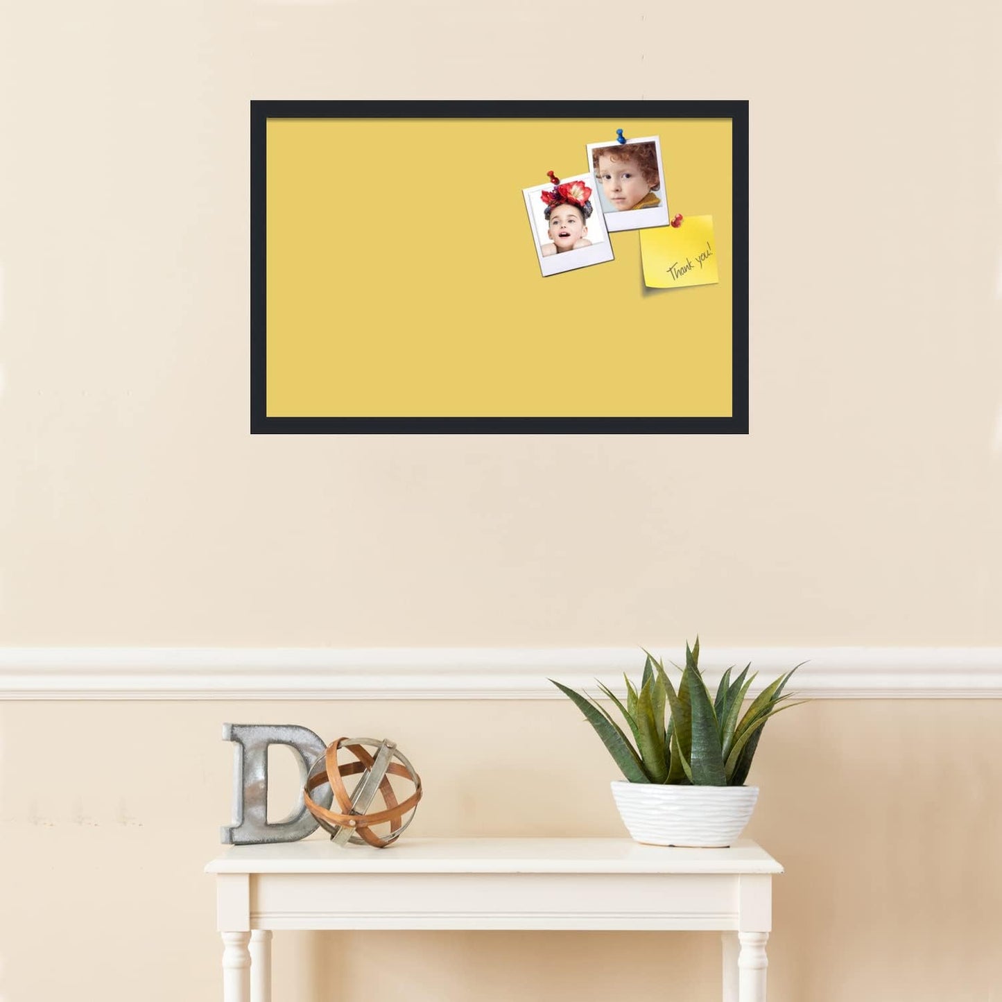 PinPix 28x18 Inch Cork Bulletin Board. This Decorative Framed Pin Board Comes with Honey Pastel Design and a Satin Black Frame. Ideal for Home Office Decor or Message Board (PinPix-1810)
