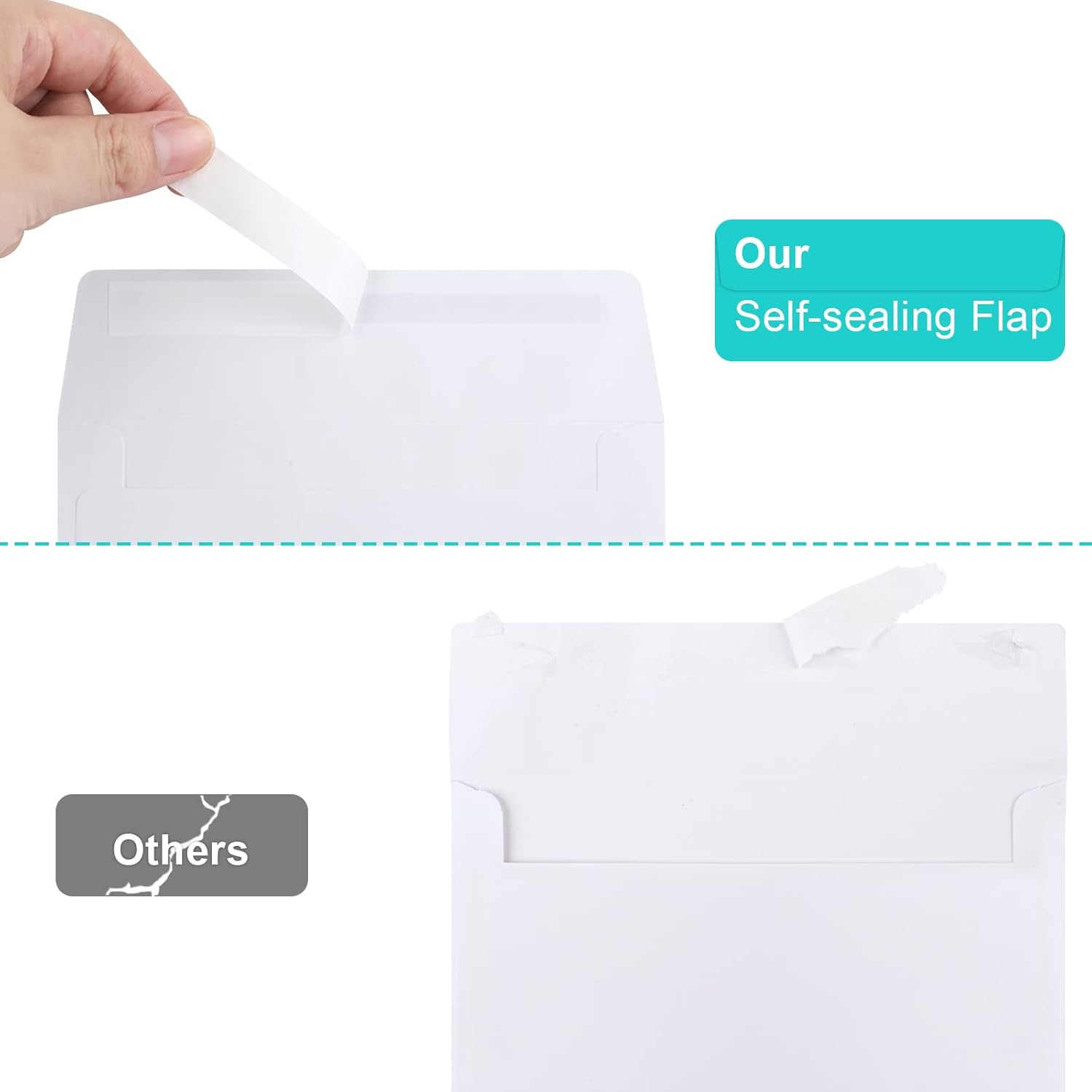 Joyberg 70 Packs A4 Envelopes, White, 4x6 Photo, Self Seal for Invitations, Weddings, Baby Shower, Photos, Postcards, Greeting Cards, Mailing - Lumora Desk