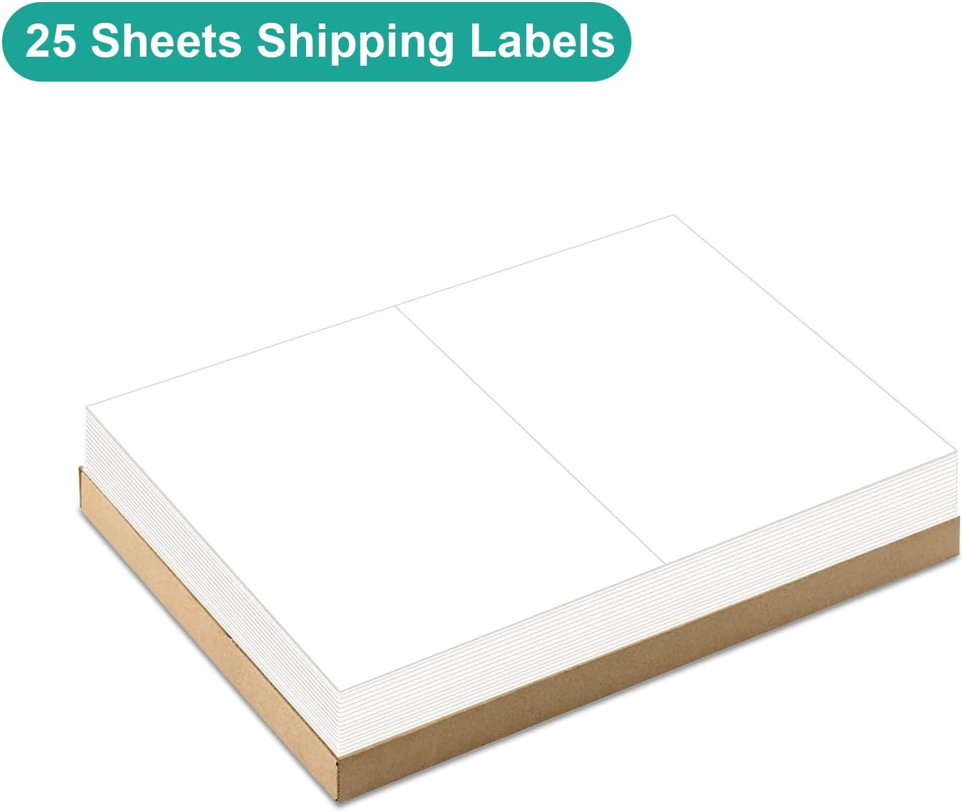 MFLABEL Half Sheet Labels with Self Adhesive, 8.5 x 11 Inches Packaging Labels, Address Labels, Shipping Labels for Laser & Inkjet Printers, 50 Count(25 Sheets)