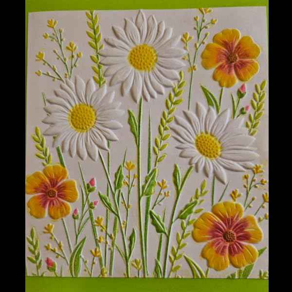 KWELLAM 3D Daisy Flowers Leaves Background Plastic Embossing Folders for Card Making Scrapbooking and Other Paper Crafts 4030105
