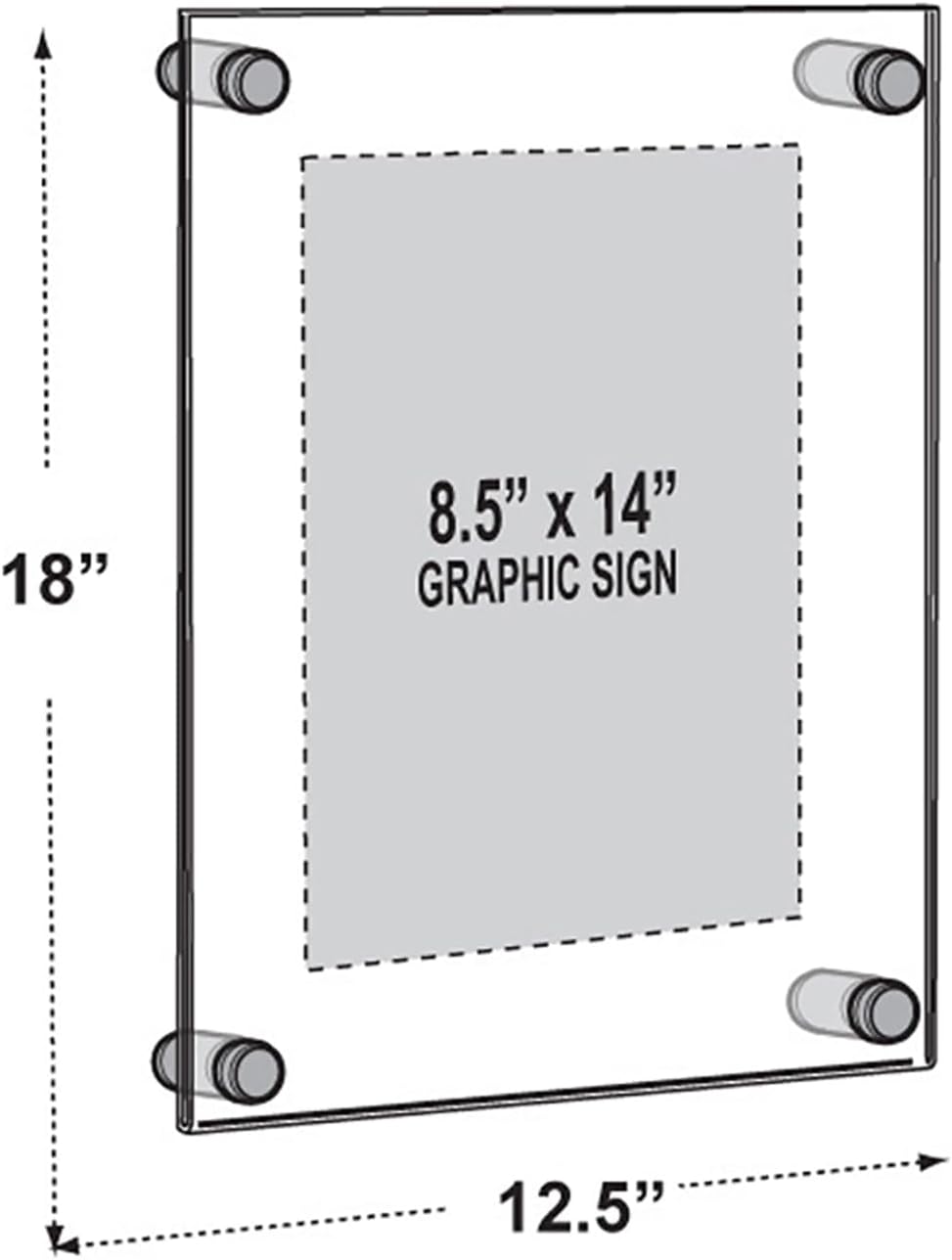 Azar Displays 105506 Standoff Sign Holder, 8.5" W x 14" H,Clear