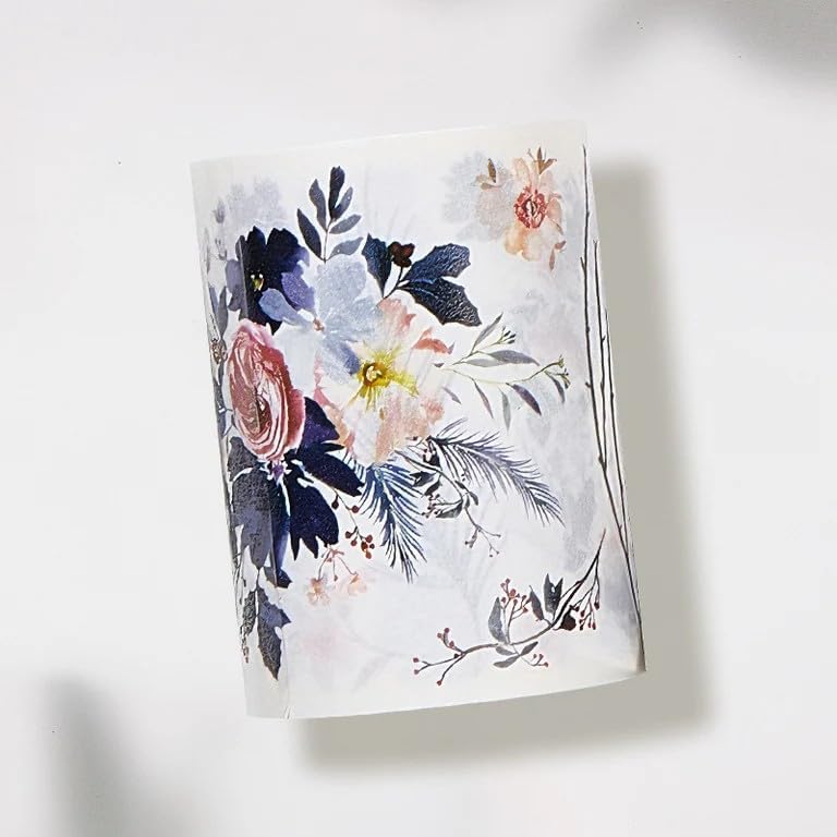 WT Pre-Cut Frosty Rose Wide Washi Tape, Single Roll, Original Designs, Floral Decorative Tape, 60mm Wide, Washi Tape for Journaling, Bujo Planner Supplies, DIY Paper Tapes
