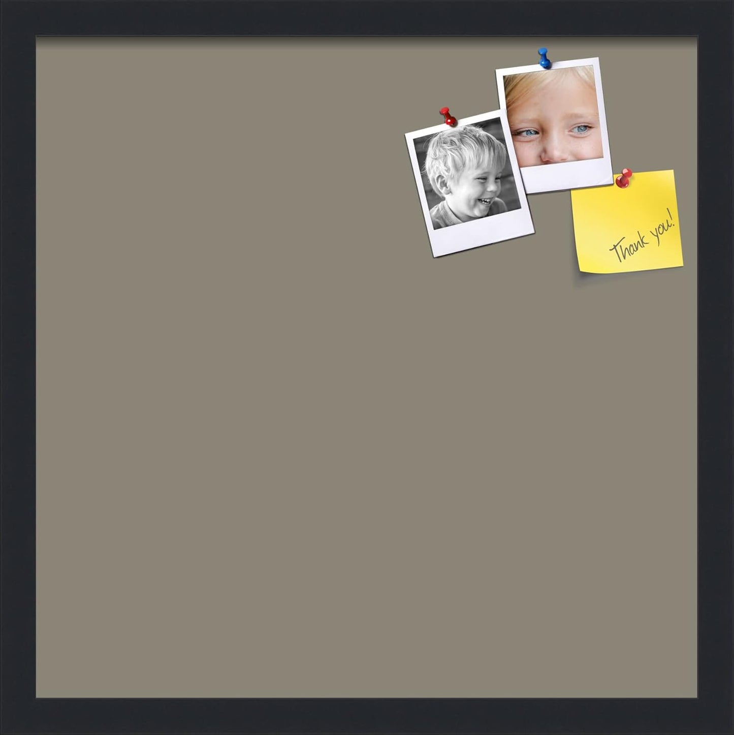 PinPix 18x18 Inch Cork Bulletin Board. This Decorative Framed Pin Board Comes with Pewter Design and a Satin Black Frame. Ideal for Home Office Decor or Message Board (PinPix-1812)