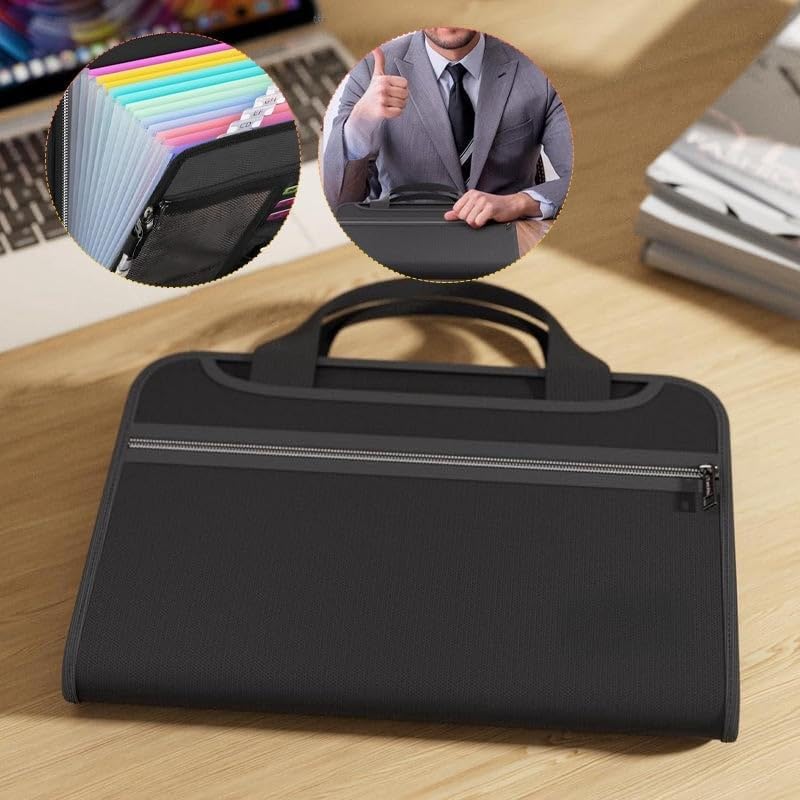 Large Capacity A4 Fireproof File Folder with Handle, Waterproof & Dustproof Accordion Document Organizer with Multiple Pockets for Home, Office & Travel (1 Set)