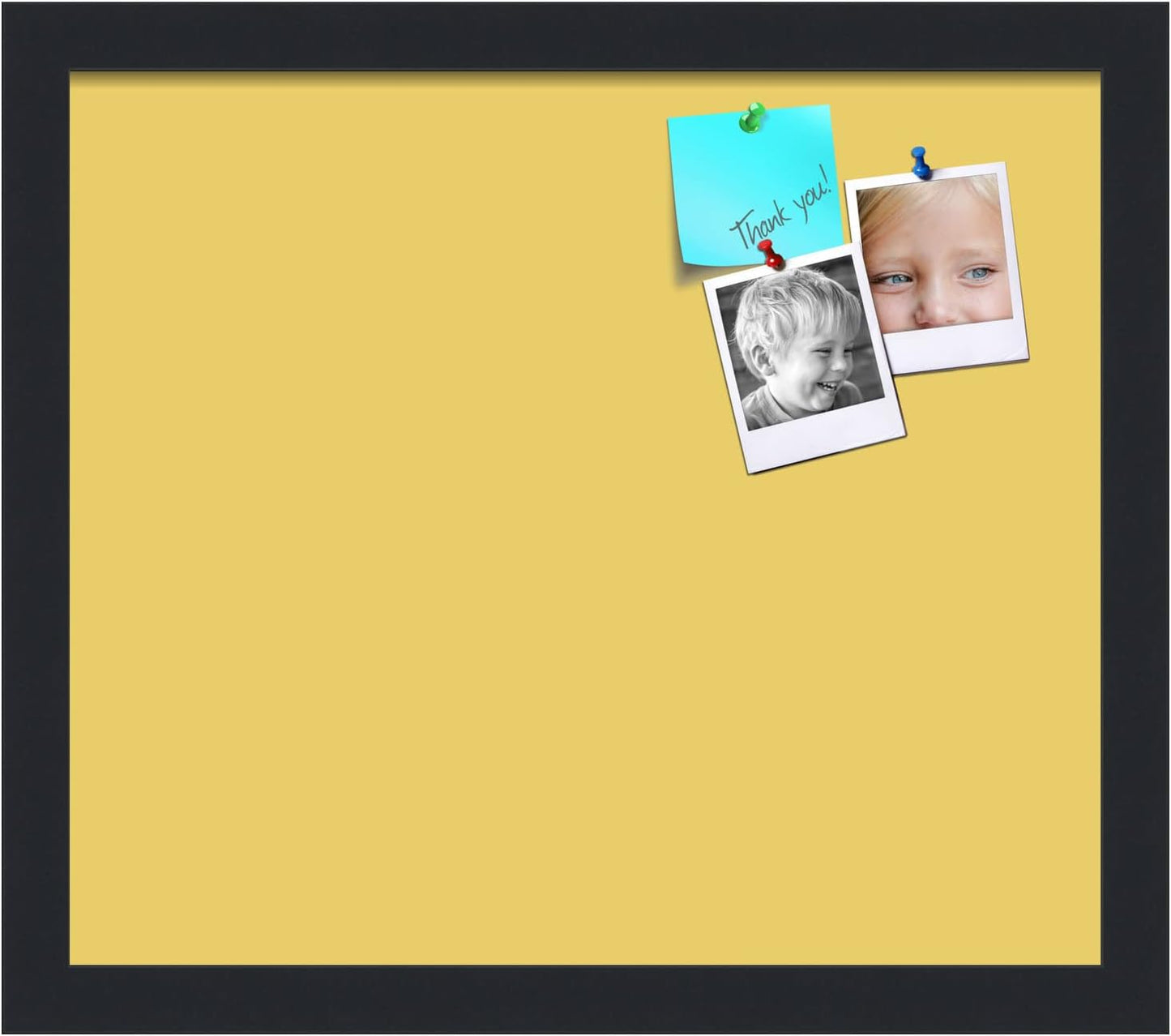 PinPix 15x13 Inch Cork Bulletin Board. This Decorative Framed Pin Board Comes with Honey Pastel Design and a Satin Black Frame. Ideal for Home Office Decor or Message Board (PinPix-1810)