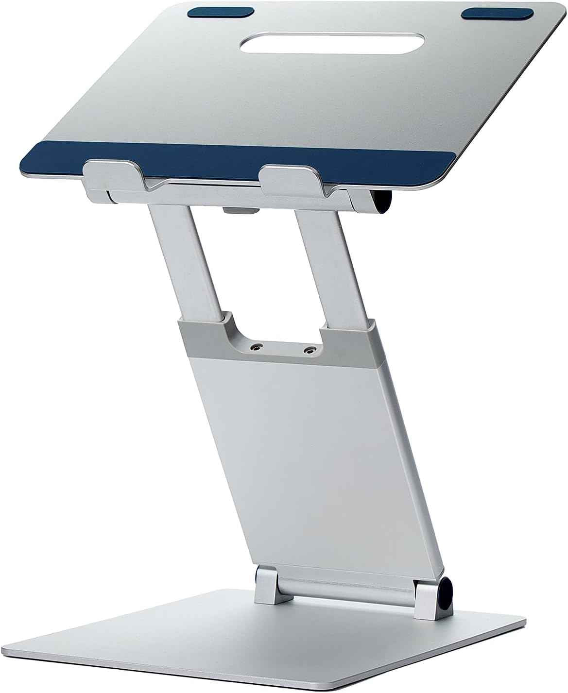 POUT E3 Lift — Ergonomic Laptop Stand for Desk, Adjustable Height 2" to 20" — Laptop Riser Portable Laptop Stand for Laptop — Standing Desk Converter for MacBook 10"-17" Laptops (Blue)