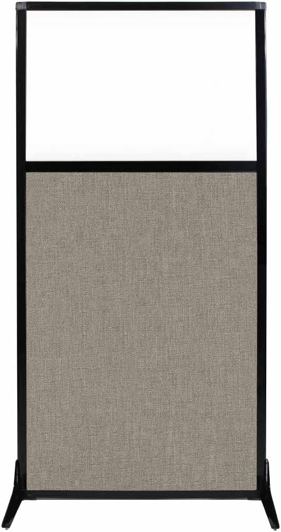 Versare Workstation Partition | Portable Wall Divider | Modern Office Cubicle | Free Standing Privacy Screen | Flexible Work Space | 33" x 70" W/Window, Warm Pebble Fabric Panels