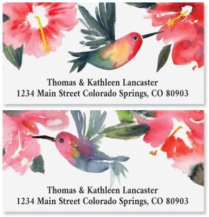 Spring Humming Personalized Deluxe Address Labels - Set of 144 (2 Designs), Self-Adhesive, Large Flat-Sheet Select Labels - Lumora Desk