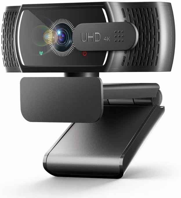 4K Webcam for PC & Mac, Tiny USB Streaming Camera with PDAF Autofocus, Dual Omnidirectional Noise-Canceling Microphones, Auto Low-Light Correction, Works with Zoom, Teams, Google Meet & Twitch
