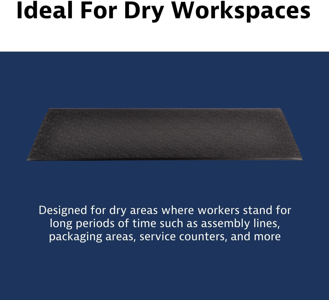 Notrax 411 Sof-Tred™ 3' x 12' x 3/8" Anti Fatigue Mat, Enhanced Slip Resistance with Beveled Edges and Pebbled Surface, Ideal for Industrial and Commercial Workplaces, Black, 411S3312BL