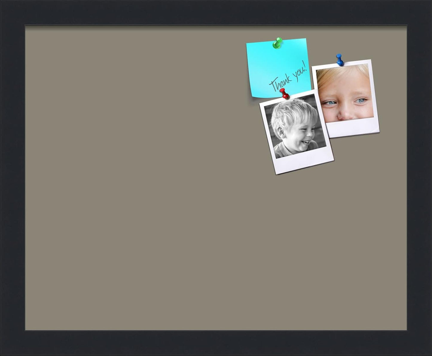 PinPix 15x12 Inch Cork Bulletin Board. This Decorative Framed Pin Board Comes with Pewter Design and a Satin Black Frame. Ideal for Home Office Decor or Message Board (PinPix-1812)