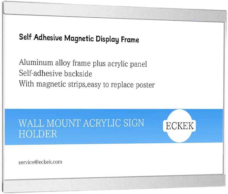 Wall Mount Acrylic Sign Holder Self Adhesive Magnetic Display Frame Clear Document Frame for Office, Store, School, Home, Wall Picture Frame (Horizontal A5 148×210mm/5.83×8.27inches)