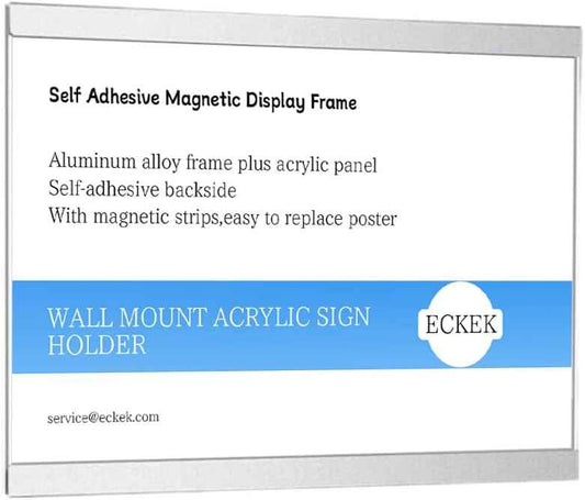 Wall Mount Acrylic Sign Holder Self Adhesive Magnetic Display Frame Clear Document Frame for Office, Store, School, Home, Wall Picture Frame (Horizontal A5 148×210mm/5.83×8.27inches)