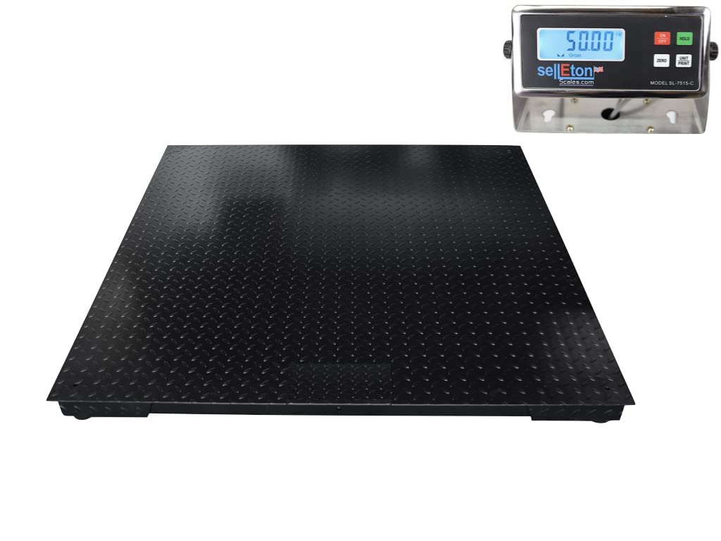 SellEton SL-5x5-2.5K Heavy-Duty, Industrial Floor Scale, Metal Indicator with Platform Scale (60" x 60",2500 lbs x 0.5 lb)