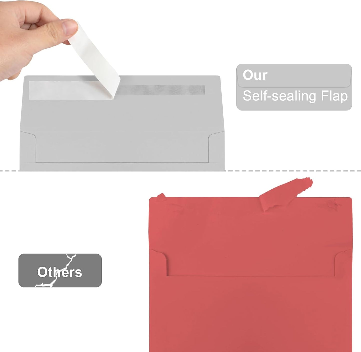 50 Packs 5x7 Dark Gray Envelope, Gray Envelopes 5x7, Dark Gray Invitation Envelope, Envelopes Self Seal for Weddings, Invitations, Photos, Greeting Cards, Mailing (Light grey) - Lumora Desk