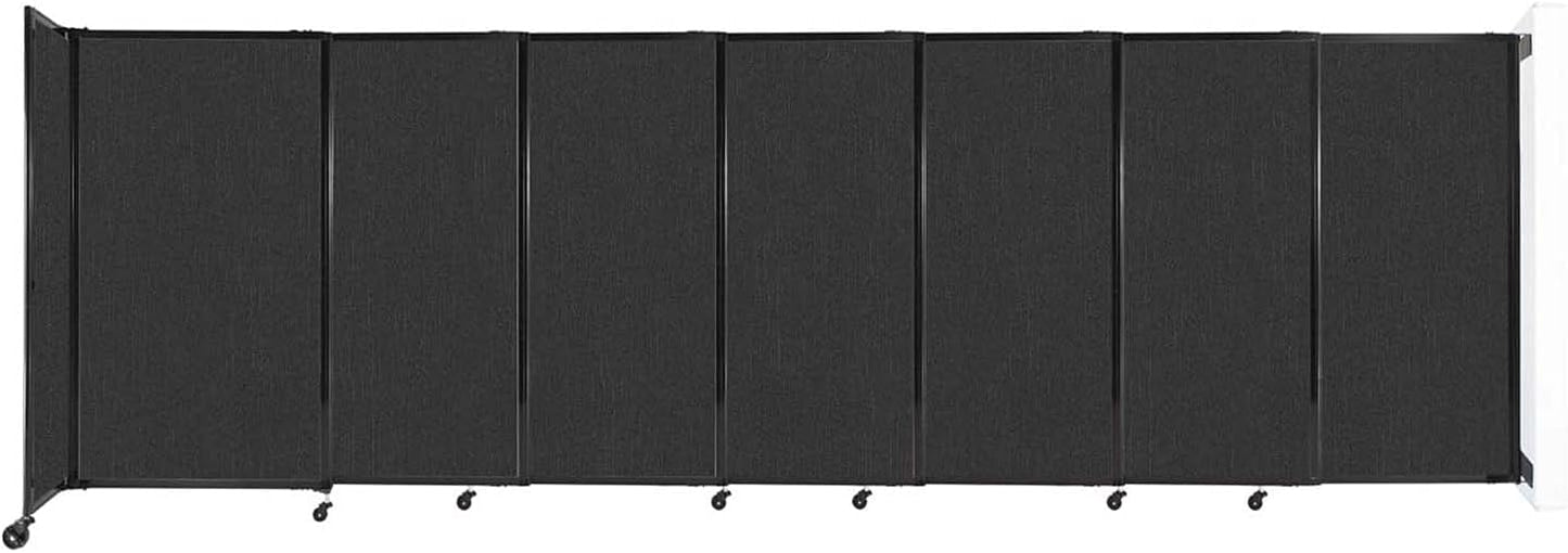 Wall-Mounted Sliding StraightWall Room Divider | Adjustable Widths | Locking Wheels | Room Separator | Up to 15'6" Wide x 5' Tall Black Fabric Panels - Lumora Desk