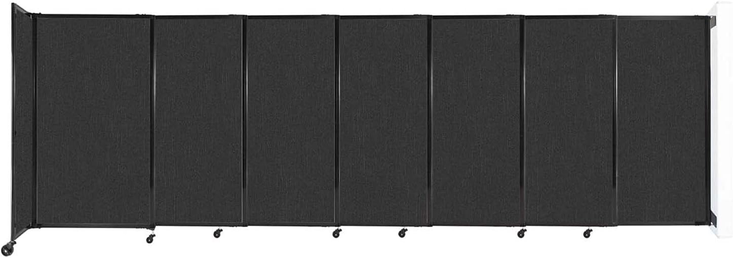 Wall-Mounted Sliding StraightWall Room Divider | Adjustable Widths | Locking Wheels | Room Separator | Up to 15'6" Wide x 5' Tall Black Fabric Panels - Lumora Desk