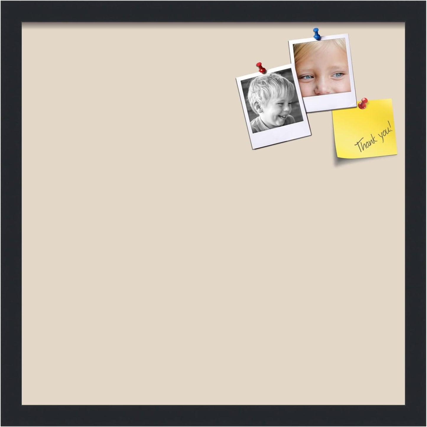 PinPix 18x18 Inch Cork Bulletin Board. This Decorative Framed Pin Board Comes with Desert Pastel Design and a Satin Black Frame. Ideal for Home Office Decor or Message Board (PinPix-1815)