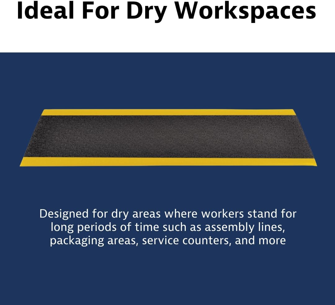 Notrax 411 Sof-Tred™ 3' x 12' x 3/8" Anti Fatigue Mat, Enhanced Slip Resistance with Beveled Edges and Pebbled Surface, Ideal for Industrial and Commercial Workplaces, Black/Yellow, 411S3312BY